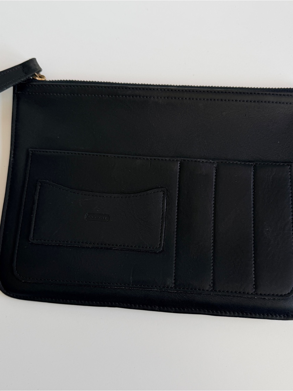 Coach Black Leather Card Organizer Wristlet